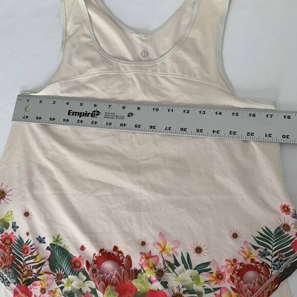 Lululemon Tank Top Women M* Beige Floral Run Split Singlet Workout Feminine Gym - Picture 8 of 9